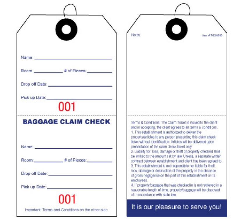 Welcome Guests with High Quality Luggage Claim Check Tags