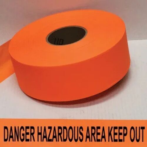 Danger Hazardous Area Keep Out Tape, Fl. Orange AMS Printing