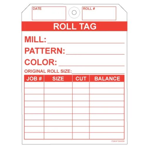 Carpet Roll Tag Red on 10pt Tag AMS Printing