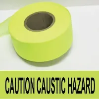 Caution Caustic Hazard Tape, Fl. Lime  