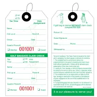 Golf Baggage Claim Check Tags
