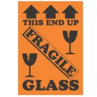 FL. Orange "THIS END UP FRAGILE GLASS" Label