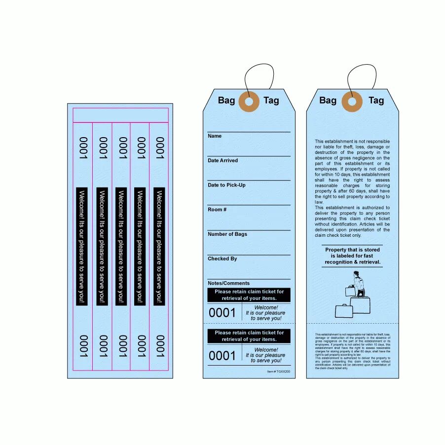 numbered luggage tags