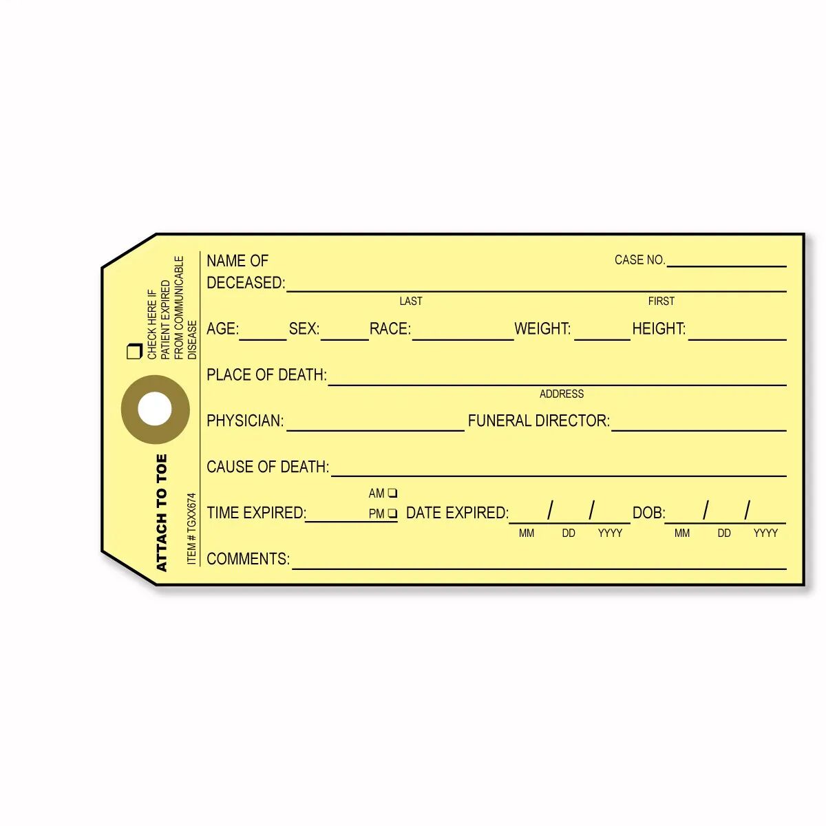 Morgue Toe Tags - AMS Printing