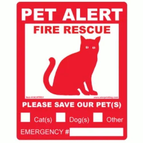 Pet Window Decal:Pet Alert, Cat Fire Rescue Label - AMS Printing Pet Window Decal:Pet Alert, Cat Fire Rescue Label - AMS Printing