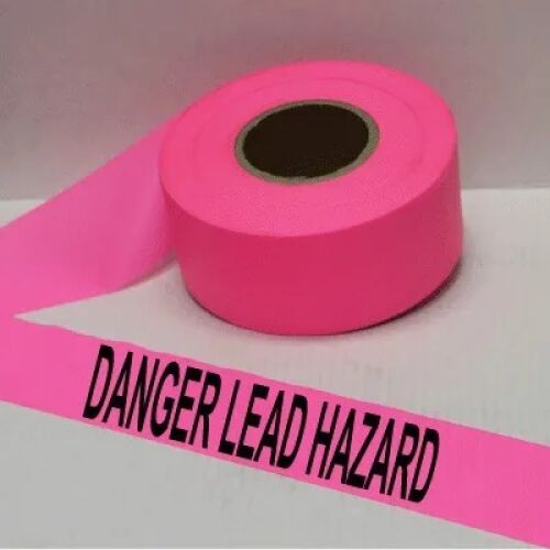 Danger Lead Hazard Tape, Fl. Pink AMS Printing
