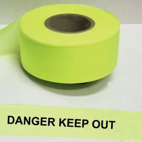 Danger Keep Out Tape, Fl. Lime AMS Printing