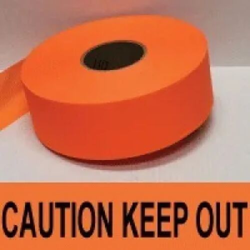 Caution Keep Out Tape, Fl. Orange AMS Printing
