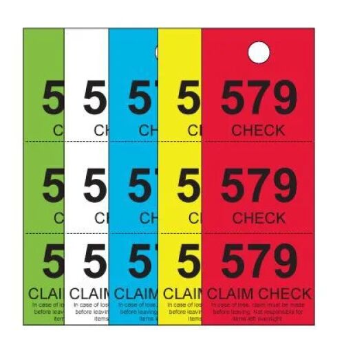 Coat Check Tags, Colors Stock - AMS Printing