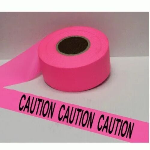 Caution Caution Caution Tape, Fl. Pink - AMS Printing