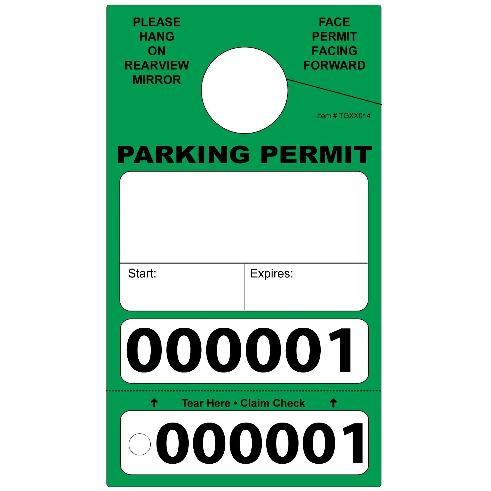 Parking Permit Hang Tags, Parking Passes Numbered Tickets AMS Printing