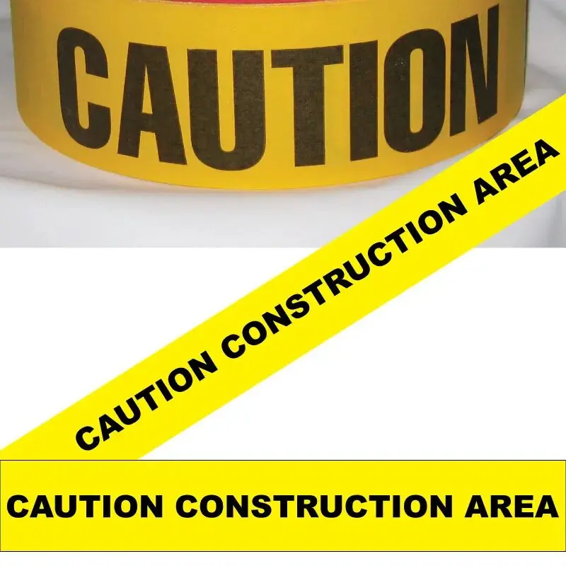 Caution Construction Area Tape, Fl. Yellow AMS Printing