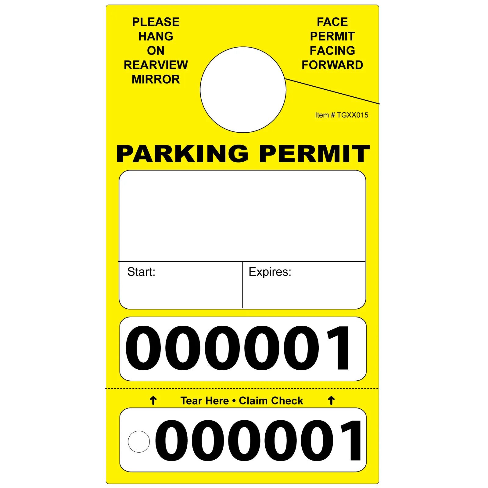 Parking Permit Hang Tags, Parking Passes Numbered Tickets AMS Printing