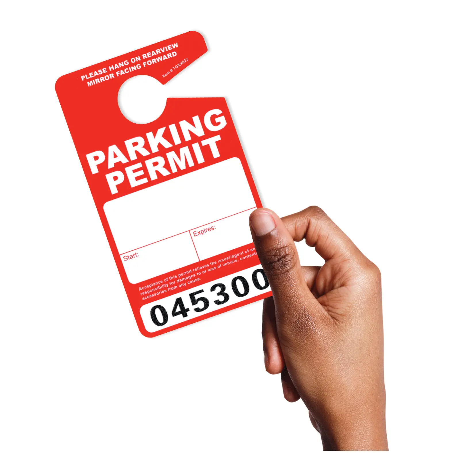 Large & thick plastic parking permits, Rear view mirror tag - AMS