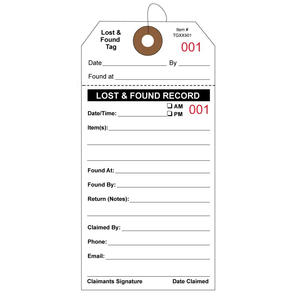 Lost & Found Manila Tags with String Attached