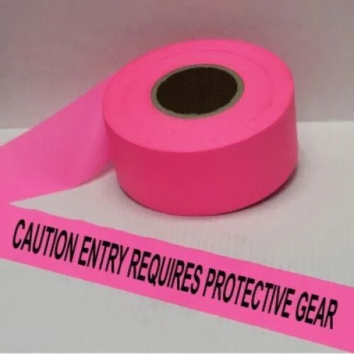 Caution Entry Requires Protective Gear Tape,Pink - AMS Printing