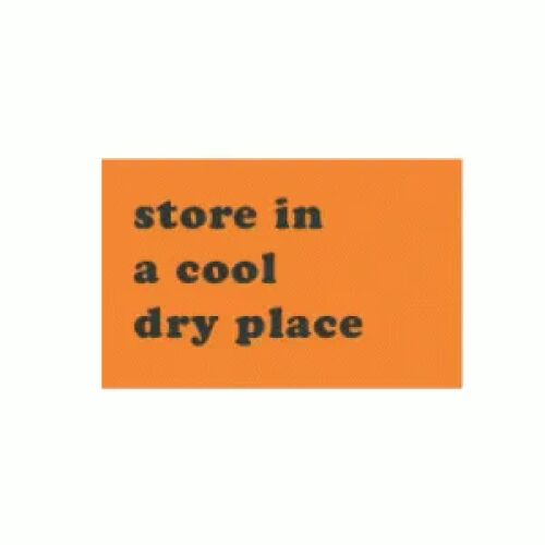 "Store In A Cool Dry Place" Label AMS Printing