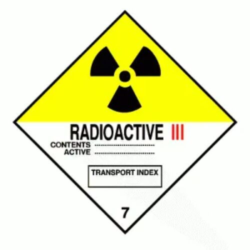 "RADIOACTIVE III 7" D.O.T. Label AMS Printing
