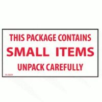 "This Package Contains Small Items Unpack" Label 