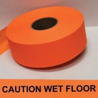 Caution Wet Floor Tape, Fl. Orange 