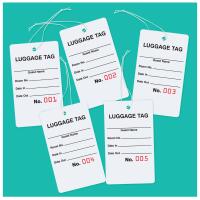 Bag Identification Tags, White Stock, Red Numbers