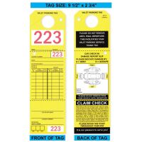 Parking & Claim Check Tags, Yellow, 9 1/2\