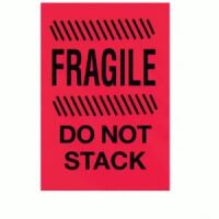 Red Fluorescent "FRAGILE DO NOT STACK" Label  