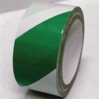 Hazard Warning Tape with Stripes, Green/White 