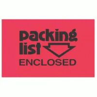 "Packing List Enclosed" Fluorescent Red Label 