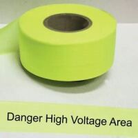 Danger High Voltage Area Tape, Fl. Lime 