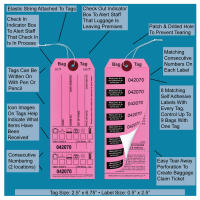 Pink Bag Identification Tags, Manifold Construction with 8 Labels