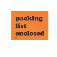 "Packing List Enclosed" Fluorescent Orange Label 