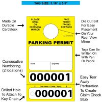 Paper Parking Permit Hang Tags - Available In Different Colors