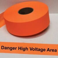 Danger High Voltage Area Tape, Fl. Orange