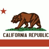 California Flag with Pole Hem & Gold Fringes