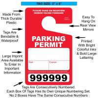 Plastic Parking Permits - Consecutively Numbered