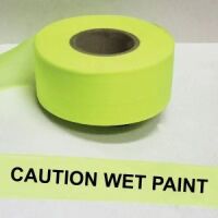 Caution Wet Paint Tape, Fl. Lime 
