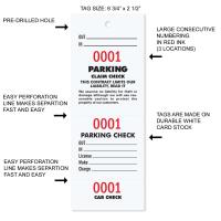 3 Part Parking & Claim Check Tags, White, 6 3/4\