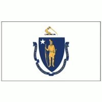 Massachusetts Flag with Pole Hem & Gold Fringes