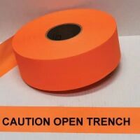 Caution Open Trench Tape, Fl. Orange