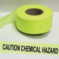 Caution Chemical Hazard Tape, Fl. Lime  