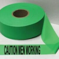Caution Men Working Tape, Fl. Green  