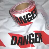 Tape - Danger on Red & White Alternating-Stripes