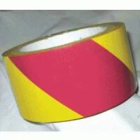 Hazard Warning Tape with Stripes, Magenta/Yellow