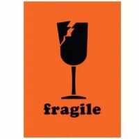 Fluorescent Orange "FRAGILE" Label   