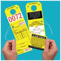 Yellow Valet Tags with Elastic String Attached, 9 1/2\