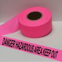 Danger Hazardous Area Keep Out Tape, Fl. Pink   