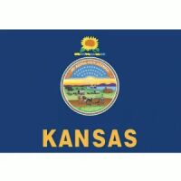 Kansas Flag with Pole Hem & Gold Fringes