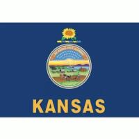 Kansas Flag with Pole Hem & Gold Fringes