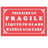 "This Side Up Fragile Liquid in Glass" Label